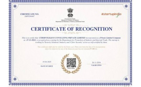 CyberVigilens Honored as a Recognized Innovator by Startup India