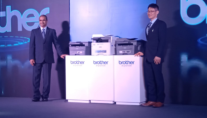 Brother India Managing Director Alok Nigam and Director Salem Nishi at the launch of 17 all new innovative printers in New Delhi.