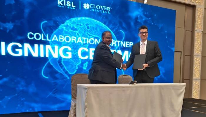 Kunal Nagarkatti, CEO, Clover Infotech and Shanmuga Ganesh, President, KISL at the signing of the strategic partnership